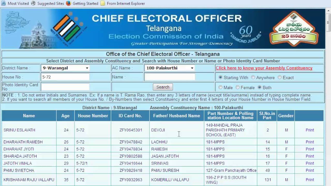 Ceo telangana voter id card search